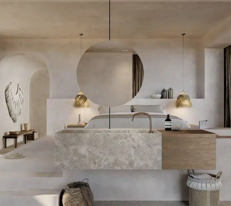 μπάνιο με νιπτήρα από πλακάκι