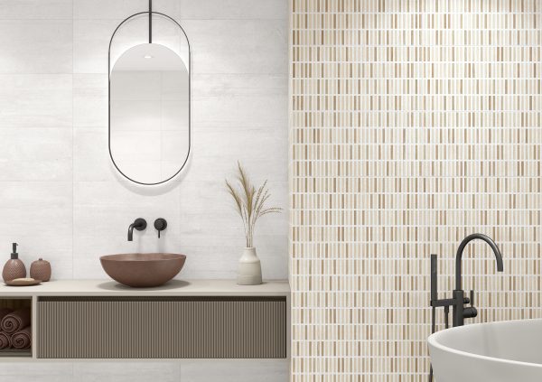 Amb Det Ragnar White 29,5×59,5_Stick White 29,5×59,5_Lavabo Matter Red 15×40