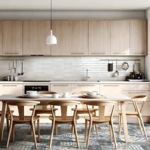 Contemporary Scandinavian Boho Kitchen: A 3D Illustration of Whi