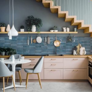 Small cozy kitchen with modern scandinavian looking design, beau